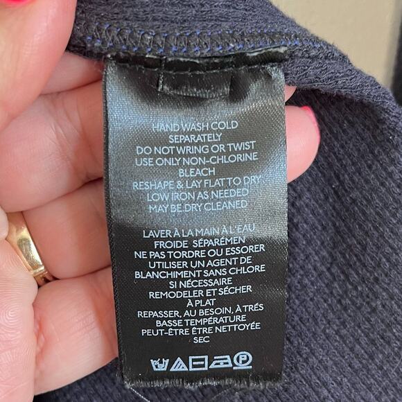 Free People In The Mix Cuff Detail Women Shirt Size M Blue Crochet Thermal Boho - Picture 5 of 6